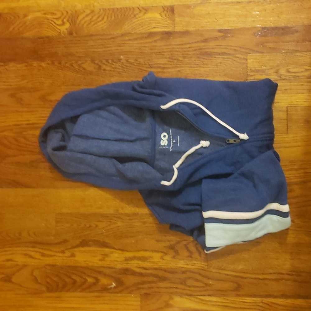 So Junior Zip up Hoodie Blue w/strips Large - Picture 2 of 3